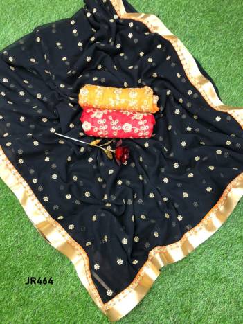 D.NO. JR464 BY JR GRORGETTE SAREE MANUFACTURER IN INDIA